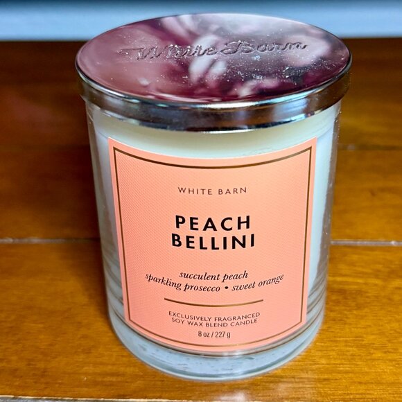 2 for $30 SALE - NEW Bath & Body Works Single Wick Candle PEACH BELLINI 8oz - Picture 1 of 3
